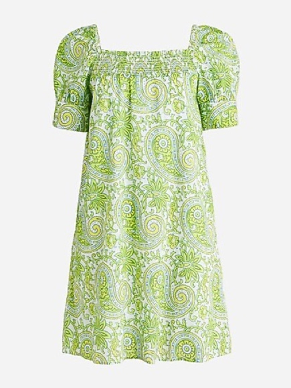 Sz blockprints j.crew Keely mini dress lime green paisley L